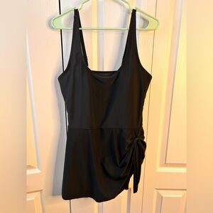 Women’s Black Tie Knot One Piece Swim Suit with Skirt Size‎ XL Unbranded NWOT